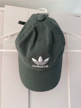 adidas Trefoil Baseball Hat in Dark Green with White Logo